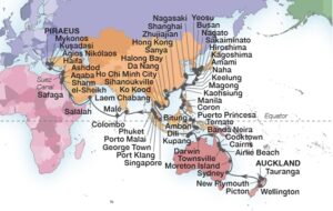 Seabourn NZ to Athens 116 Day Cruise Route