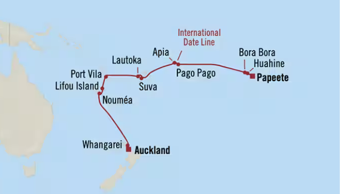 Indulgent South Pacific Itinerary Map