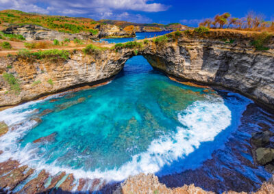 Broken beach and Billabong beach rocky bay on Nusa Penida island, Bali