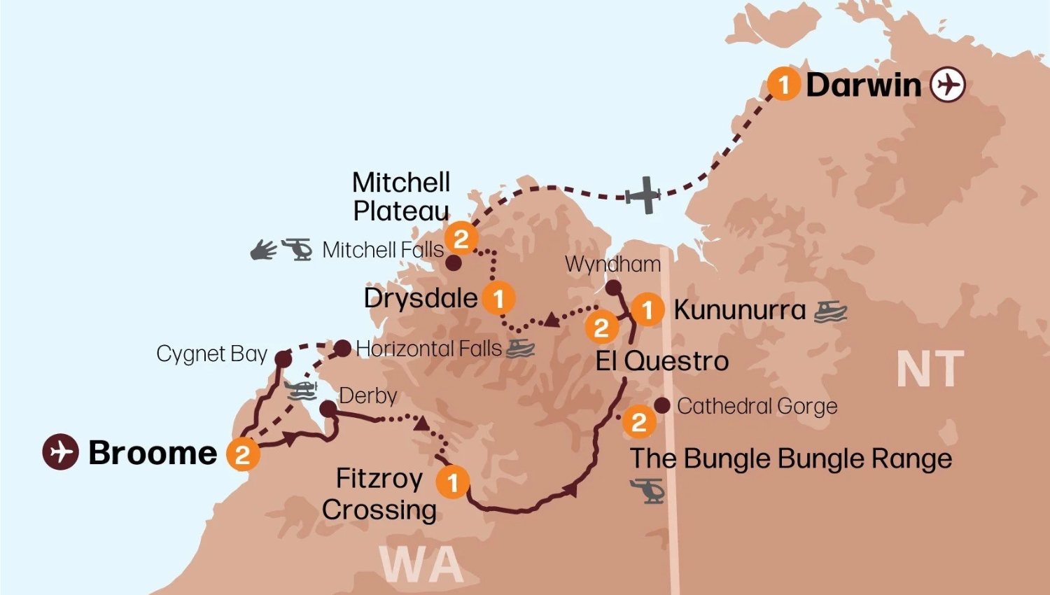 Outback Spirit Jewels of the Kimberly Tour Map Outback Spirit Jewels of the Kimberly Tour Map